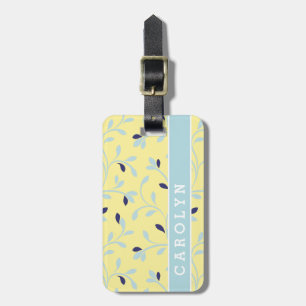 Étiquette À Bagage Monographie à motif floral jaune pastel mignon