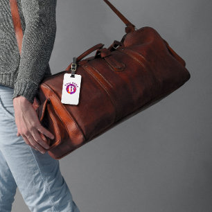 Étiquette À Bagage Monographie classique rouge violet élégant