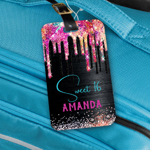 Étiquette À Bagage Monographie d'anniversaire de parties scintillant