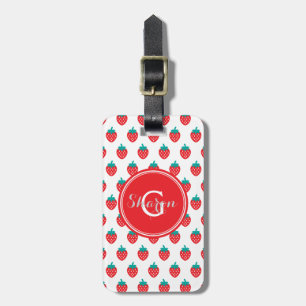 Étiquette À Bagage Monographie de motifs de fraise blanche et rouge m