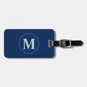 Étiquette À Bagage Monographie élégante bleu marine personnalisée
