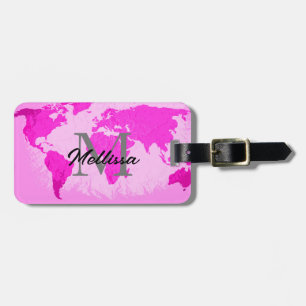 Étiquette À Bagage Monographie Monogrammes Voyageur Blush Pink Purple
