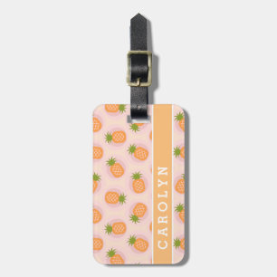 Étiquette À Bagage Monographie motif d'ananas rose rétro