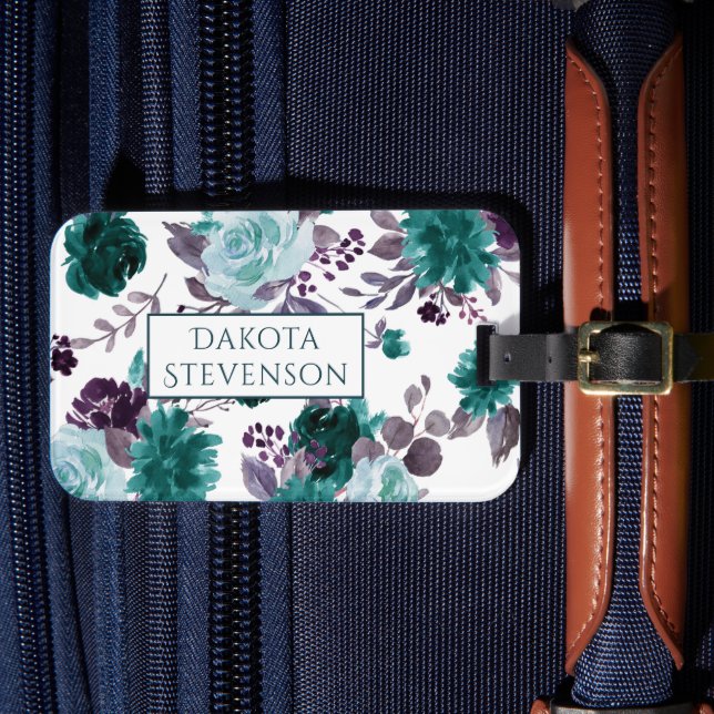 Étiquette À Bagage Moody Boho | Turquoise Turquoise Dark Floral Patte (Insitu Rectoal 4)