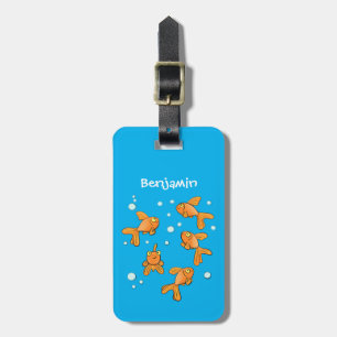 Étiquette À Bagage Morceau de poisson rouge orange mignon sur dessin 