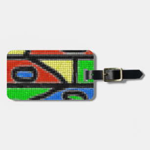 Étiquette À Bagage Mosaïque artisanale, art moderne.