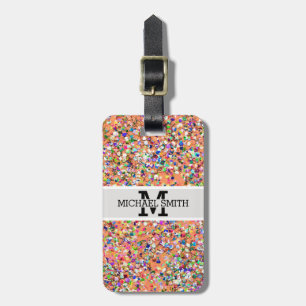 Étiquette À Bagage Mosaïque multicolore Mosaïque moderne Gris Parties