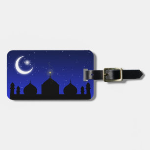 Étiquette À Bagage Mosquée Silhouette à la nuit - Balise bagage