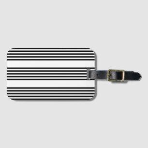 Étiquette À Bagage Motif à cinq bandes noir et blanc