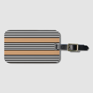 Étiquette À Bagage Motif à cinq bandes noir et blanc avec bronzage