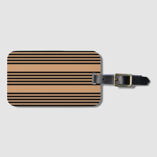 Étiquette À Bagage Motif à cinq bandes noir et brun (Devant Horizontal)