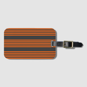 Étiquette À Bagage Motif à cinq bandes orange et charbon de bois