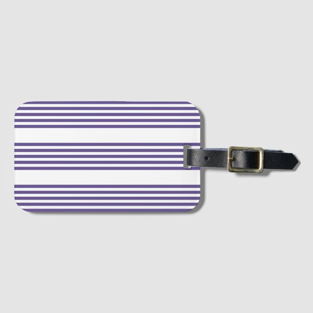 Étiquette À Bagage Motif à cinq bandes Ultra violet et blanc (Devant Horizontal)