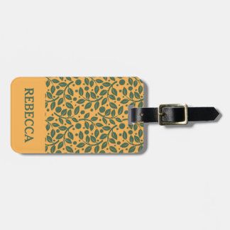 Étiquette À Bagage Motif à feuilles orange et verte