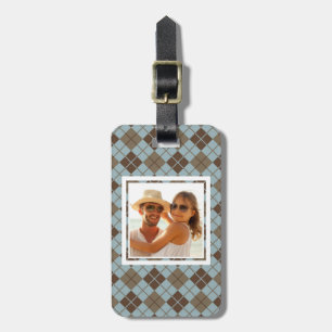Étiquette À Bagage Motif à motifs de losanges de photo faite sur