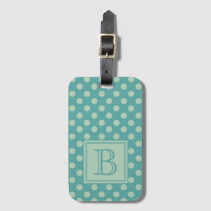 Étiquette À Bagage Motif à pois monogramme sarcelle