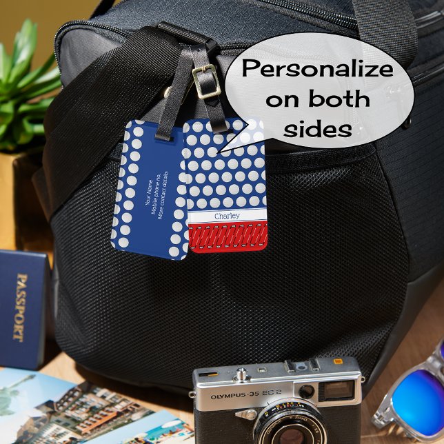 Étiquette À Bagage motif à thème de golf nom personnalisé marine (Créateur téléchargé)