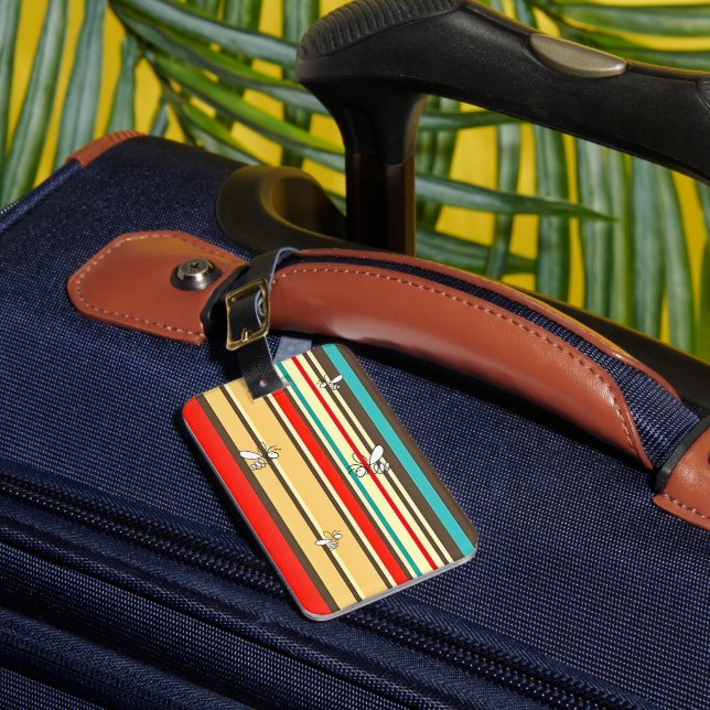 Étiquette À Bagage Motif abeille rayé | Balise de bagage vintage (Insitu Rectoal 1)
