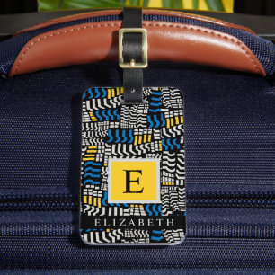 Étiquette À Bagage Motif Abstrait blanc bleu bleu blanc personnalisé