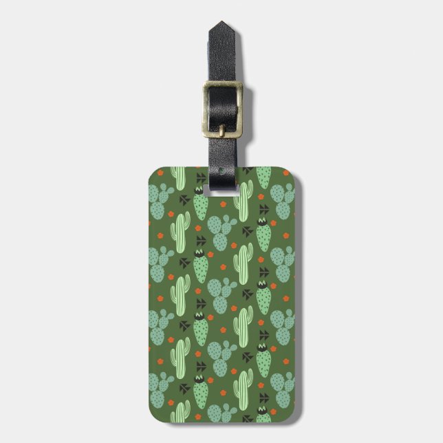 Étiquette À Bagage Motif abstrait de désert de cactus de hippie (Devant Vertical)