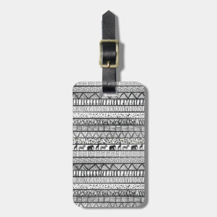 Étiquette À Bagage Motif africain tribal noir blanc