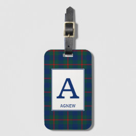 Étiquette À Bagage Motif Agnew Tartan vert et bleu Plaid