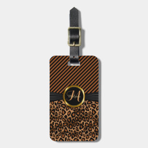 Étiquette À Bagage Motif animal léopard Brown - Monogramme