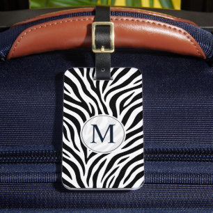 Étiquette À Bagage Motif animal personnalisé en rayures zèbres blanch