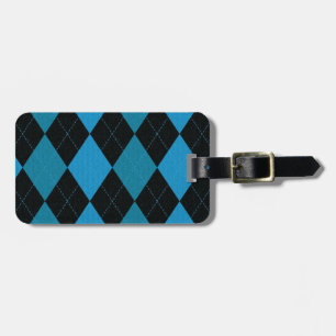 Étiquette À Bagage Motif Argyle bleu foncé et noir