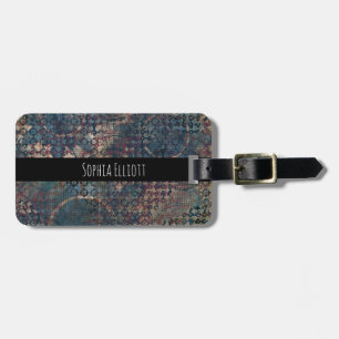 Étiquette À Bagage Motif artistique Blue Brown Steampunk Grunge