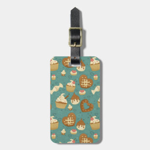 Étiquette À Bagage Motif avec des petits gâteaux et des sucreries