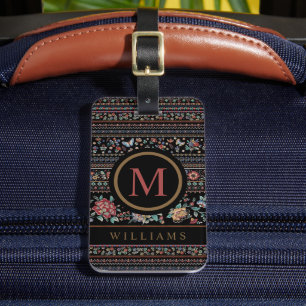 Étiquette À Bagage Motif Aztec Brown gris-noir personnalisé