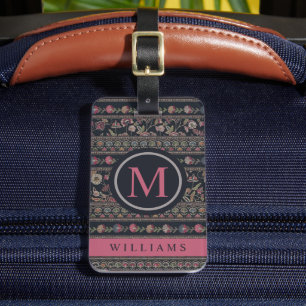 Étiquette À Bagage Motif aztèque noir gris foncé personnalisé