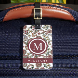 Étiquette À Bagage Motif blanc marron rouge crème sur mesure