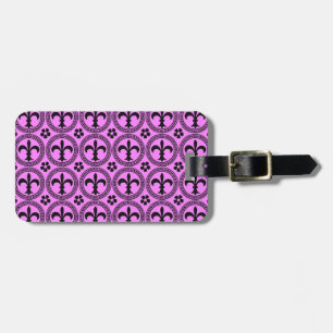 Étiquette À Bagage Motif Bubblegum Rose Et Black Fleur De Lis