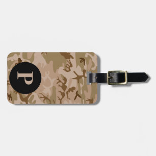 Étiquette À Bagage Motif camouflage militaire désert Monogramme Cercl