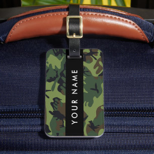 Étiquette À Bagage Motif Camouflage Vert, Votre nom, Personnaliser