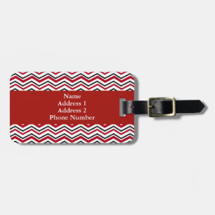 Étiquette À Bagage Motif Chevron rouge et noir