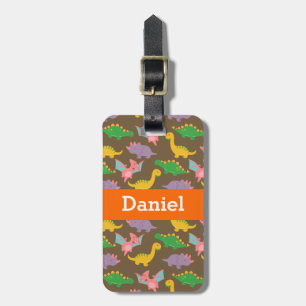 Étiquette À Bagage Motif coloré mignon de dinosaure pour des enfants