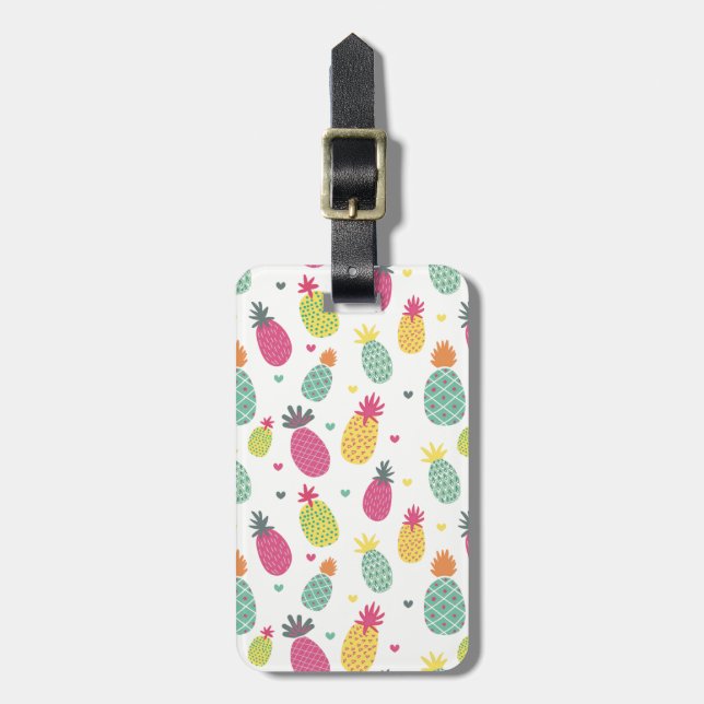 Étiquette À Bagage Motif d'ananas tropical (Devant Vertical)