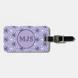 Étiquette À Bagage Motif d'aquarelle de couleur violet monogramme