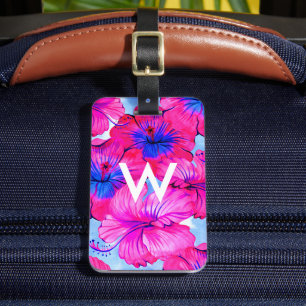 Étiquette À Bagage Motif d'aquarelle monographique personnalisé