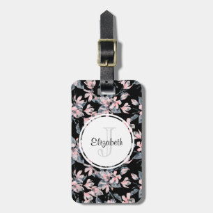 Étiquette À Bagage Motif d'aquarelle rose et gris