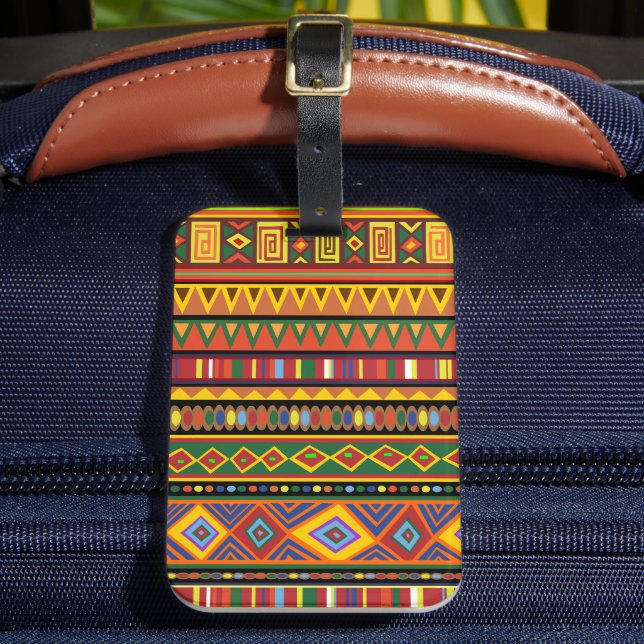 Étiquette À Bagage Motif d'art ethnique en Afrique (Insitu Rectoal 2)