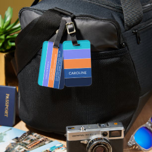 Étiquette À Bagage Motif d'art Personnalisé Colorblock Stripes Lines