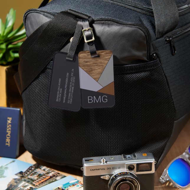 Étiquette À Bagage Motif d'article de bloc Abstrait géométrique Cool  (Recto & Verso)