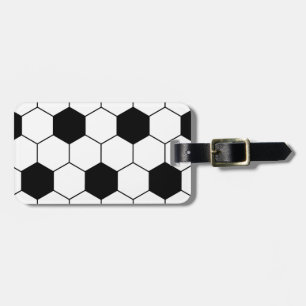 Étiquette À Bagage Motif de balle de football noir et blanc