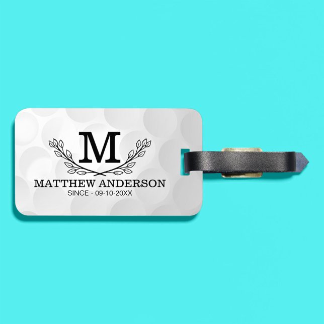 Étiquette À Bagage Motif de balle de golf personnalisé Nom Monogramme (Créateur téléchargé)