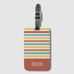 Étiquette À Bagage Motif de bandes rétro de nom personnalisé