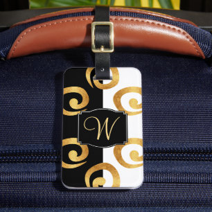 Étiquette À Bagage Motif de boucles d'or moderne avec Monogramme pers